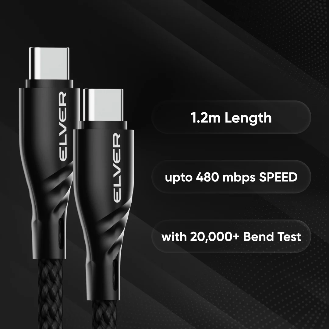 Elver Type-C to Type-C Cable - Upto 65W 1.2M Length - Image 4