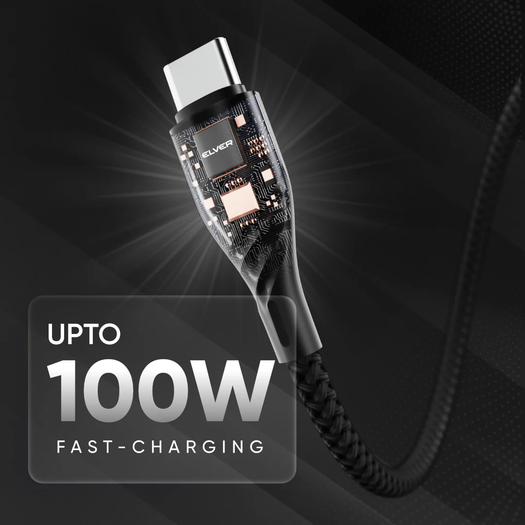 Elver USB-A to Type-C Cable | 1.2M Length, Upto 100w - Image 3